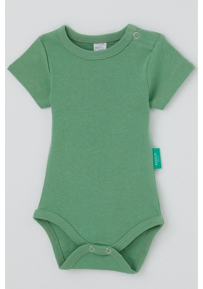 Breeze Erkek Bebek Çıtçıtlı Kısa Kollu Zıbın Body Basic 0-9 Ay , Mint Yeşili