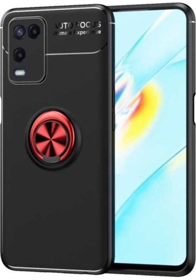 Oppo A54 4g Kılıf Zore Ravel Silikon Kapak Siyah-Kırmızı