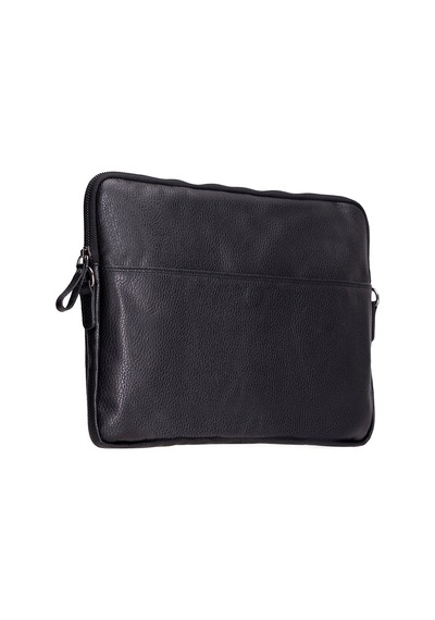 Bloomsleeve Leeds 14" Obsidian Black Hakiki Deri Laptop & Tablet Kılıfı Siyah