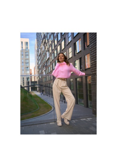 Cloudy Kids Kadın Oversize Fermuarlı Crop Triko Kazak Günlük Kullanım Mevsimlik Pembe - 607293446 Pembe