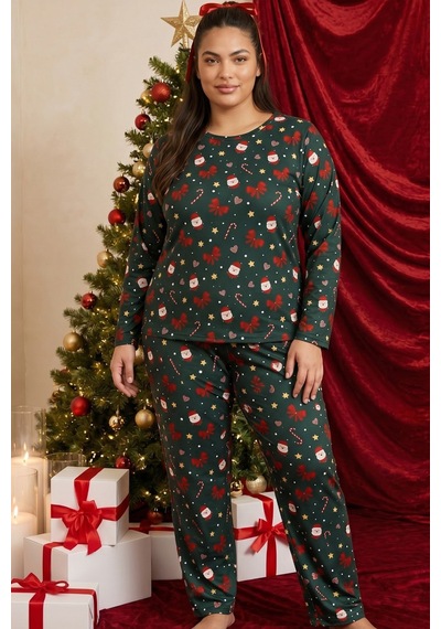 Siyah İnci Yılbaşı Temalı Desenli Termal Kumaşlı Ultra Soft Yumuşak Büyük Beden Battal Boy Örme Pijama Takımı 26226711 Yeşil Siyah İnci Yılbaşı Temalı Desenli Termal Kumaşlı Ultra Soft Yumuşak Büyük Beden Battal Boy Örme Pijama Takımı 26226711 Yeşil
