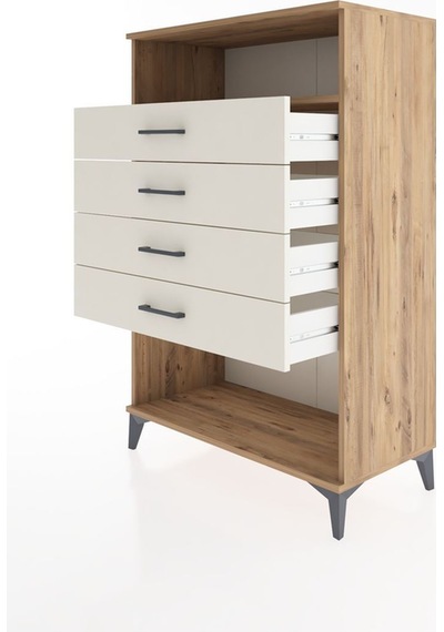Hyperion Dolap Tek Raflı 4 Çekmeceli 88x44x134 Çam-aytaşı Atlas Çam