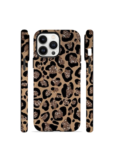 Velvoria Valestra Simli Leopar Apple iPhone Uyumlu 14 Pro Darbe Korumalı Kılıf Valestra Select - Simli Leopar