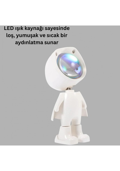 Gün Batımı Efekti Sunan Astronot Led Masa Lambası Yeni Nesil Renkli