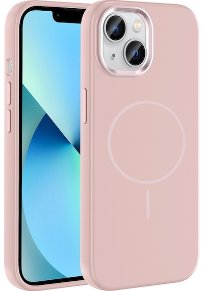 Apple Uyumlu iPhone 15 Kılıf M-safe Şarj Özellikli Metal Kamera Çerçeveli Sys Edi Silikon Kapak - Rose Gold Rose Gold