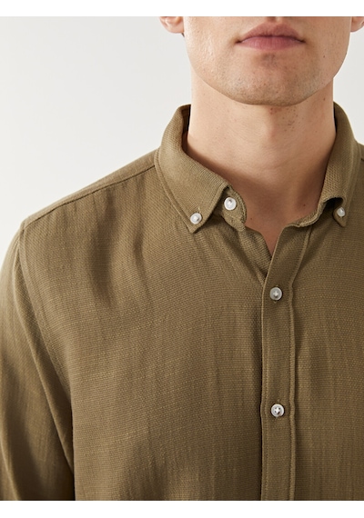 Lcw Vision Yeşil Slim Fit Uzun Kollu Armürlü Erkek Gömlek