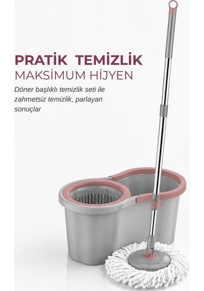 16lt. 360 Döner Başlıklı Temizlik Seti - Mikrofiber Mop Ve Kolay Sıkma Sistemi