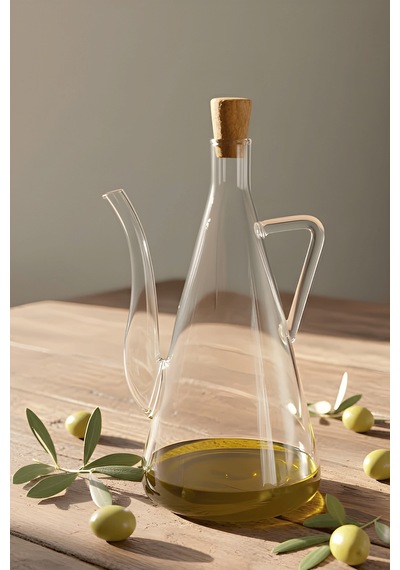 Premium Cam Yağdanlık 500 Ml Damlatmaz Zeytinyağı Şişesi Şeffaf