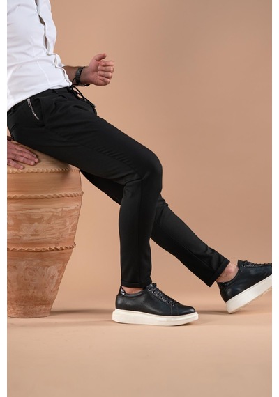Slimfit Tek Pileli Dar Paça Fermuar Detaylı Kışlık Kumaş Pantolon 001