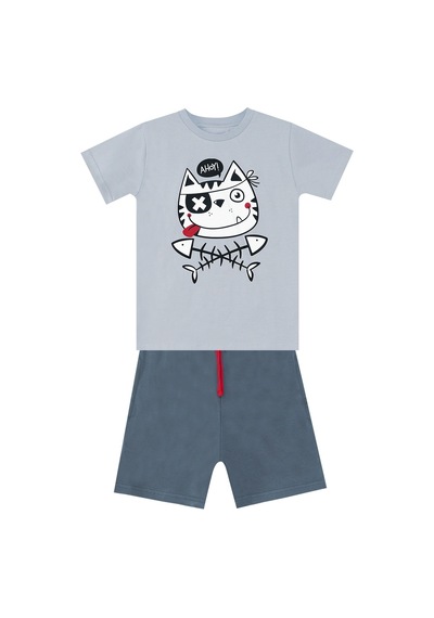 Denokids Ahoy Kedi Erkek Çocuk T-shirt Şort Takım Çok Renkli