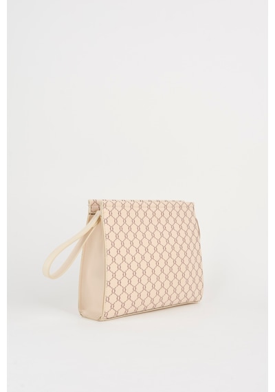 Vivaq Kadın Petunya Desenli Krem Astarlı Suni Deri Bilek Askılı Portföy El Ve Clutch Çanta