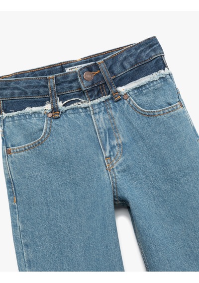 Koton Pamuklu Cepli Denim Geniş Paça Pantolon Orta İndigo 6wkg40017ad Indigo