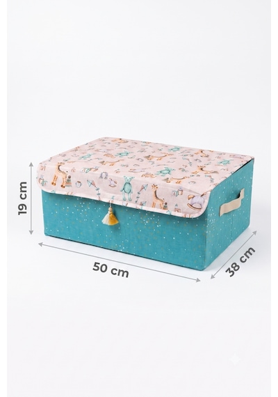 Bebek Kapaklı Saklama Kutusu Kulplu Oyuncak Ve Kıyafet Düzenleyici Çocuk Odası 50x38x19 Cm Mavi