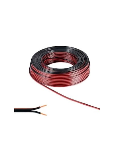 5 Metre 2 X 0,75 Kablo Yassı Kordon Hoparlör Led Elektrik Kablosu Siyah