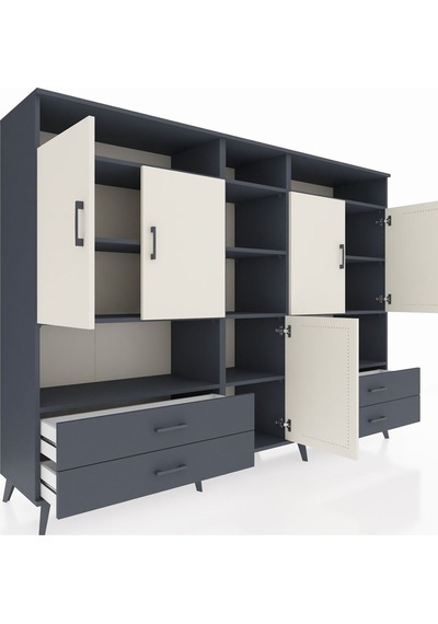 Hyperion Dolap 12 Raflı 4 Çekmeceli 5 Kapaklı 220x44x163 Antrasit Antrasit-aytaşı/antrasit Hyperion Dolap 12 Raflı 4 Çekmeceli 5 Kapaklı 220x44x163 Antrasit Antrasit-aytaşı/antrasit