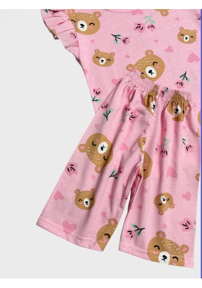 Aliş Kids Kız Çocuk Pamuklu Pembe Ayıcık Kalp Desenli Kolları Fırfırlı Kısa Kollu Şortlu Yazlık Pijama Takımı Aliş Kids Kız Çocuk Pamuklu Pembe Ayıcık Kalp Desenli Kolları Fırfırlı Kısa Kollu Şortlu Yazlık Pijama Takımı