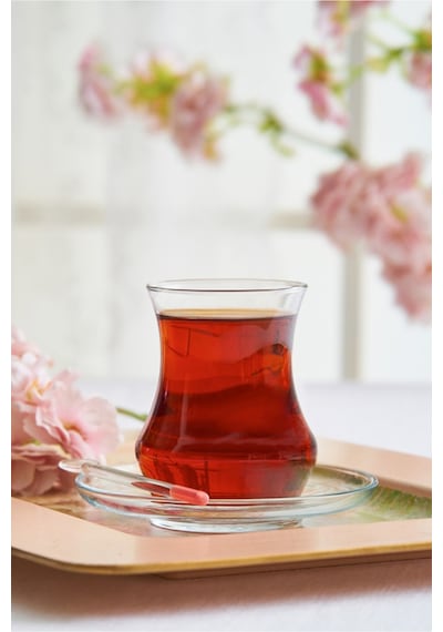 Lav Eda Cam Çay Seti 6 Kişilik 170 ml (6 Çay Bardağı, 6 Çay Tabağı)