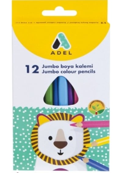 Adel Kuru Boya 12 Renk Jumbo Üçgen