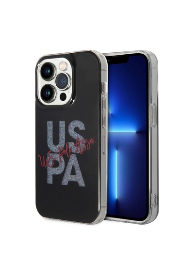 Apple iPhone Uyumlu 15 Pro Max Kılıf U.s. Polo Assn.  Lisanslı Simli Parlak Alfabe Tasarım Kapak - Kırmızı
