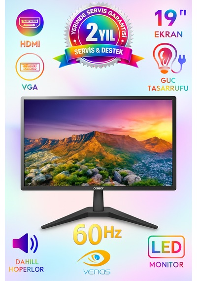 19 Dahili Hoparlörlü 60 Hz Led Monitör