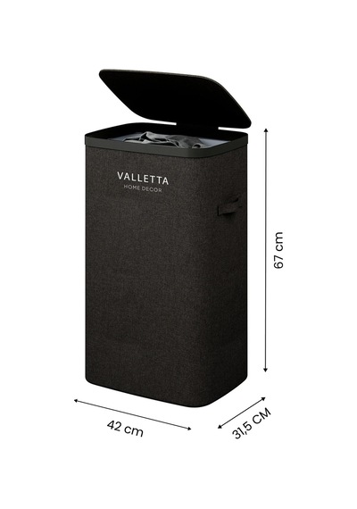 Paloma 60l Tek Yıkanabilir Bölmeli Katlanabilir Kumaş Kirli Çamaşır Sepeti Ink Black
