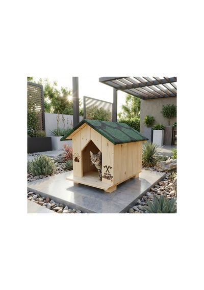 Woodcolor Premıum Doğal Ahşap Kedi Evi Dış Mekan Kedi Kulübesi Yağmur Geçirmez - 785647301
