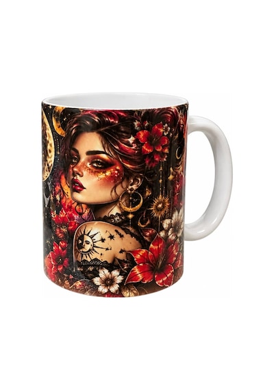 Bera Print Lab Ay Işığı Büyüsü Gotik Çiçek Ve Ay Temalı Özel Tasarım Seramik Kupa Beyaz - 934847673 Beyaz