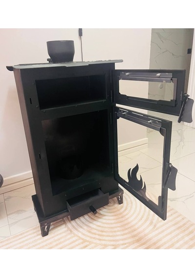 Şömine Model Kuzineli Pelet Ve Odun Sobası Fırınlı