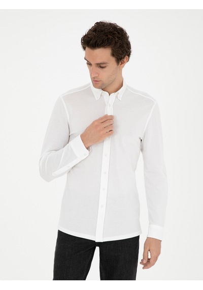 Cacharel Beyaz Slim Fit Pamuk Karışımlı Gömle 15841036