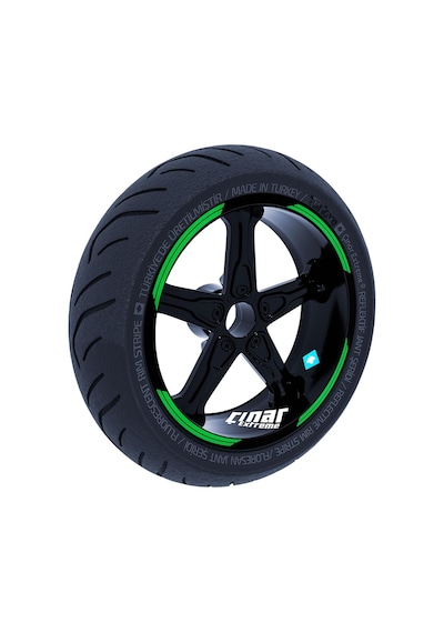 Double Stripe Tasarımlı Orman Yeşili Jant Şeridi Sticker Çınar Extreme
