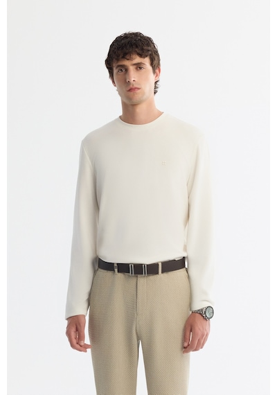 Avva Erkek Ekru Bisiklet Yaka Viskon Karışımlı Basic Regular Fit Sweatshirt A42y1350