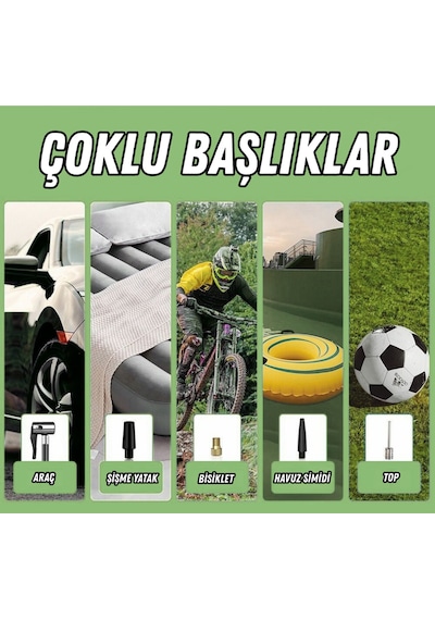 4500 Mah Şarjlı Taşınabilir Araba Lastik Hava Top Şişirme Pompası Led Işıklı Dijital Hava Kompresörü