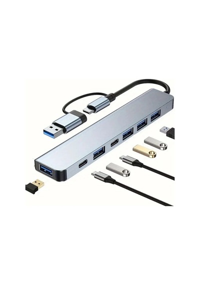 8 İn 1 Usb Çevirici Notebook Apple Uyumlu Macbook Type-c Görüntü Aktarıcı Hub 5365