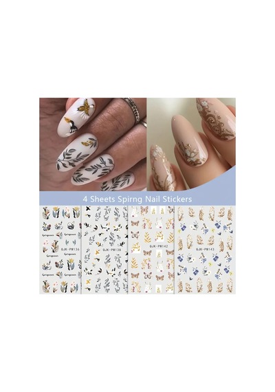 Nailist Floral Çiçekli Seri - Altın Yaldızlı Yapışkan Tırnak Sticker Nail Art Tırnak Dövmesi 44906473