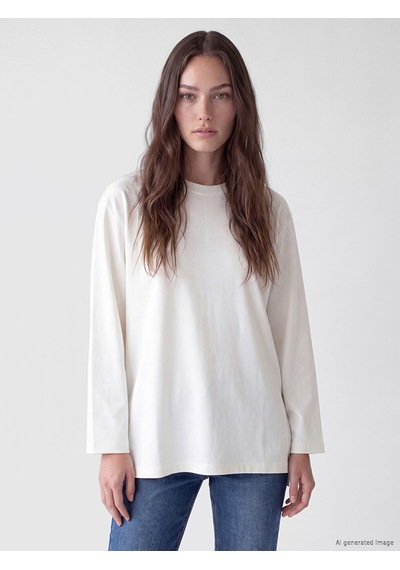 Lcw Modest Beyaz Oversize Kadın Sweatshirt Tunik