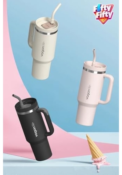 Tumbler Quencher Cup 1200 Ml Pipetli Rahat İçim Kulplu Sus304 Paslanmaz Çelik 1.2l Termos 1103-1200ml Yeşil Diğer