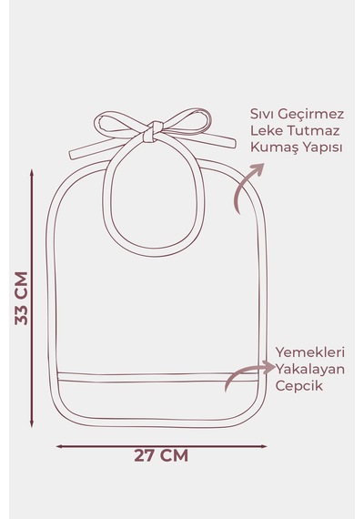 Proof 3'lü Sıvı Su Geçirmez Bebek Mama Önlüğü Ağız Silme Mendili Bağlamalı 3 Prç GriGrup 6-24 Ay