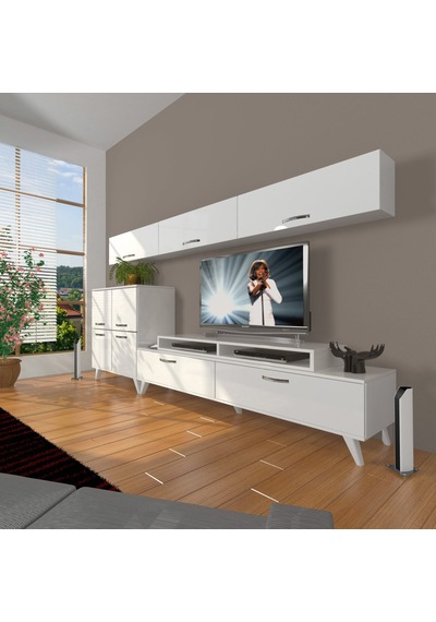 Decoraktiv Ekoflex 8 Slm Retro Tv Ünitesi Tv Sehpası Beyaz