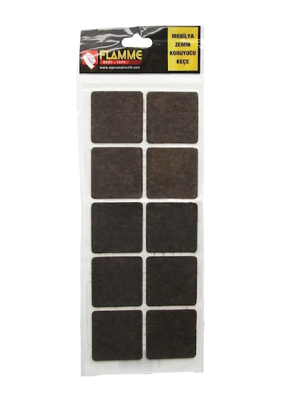 Flamme-1103 Mobilya Keçesi 45mmx45mm 10 Adet Kare Zemin Koruyucu Yapışkanlı Montaj - 25'li Paket Diğer