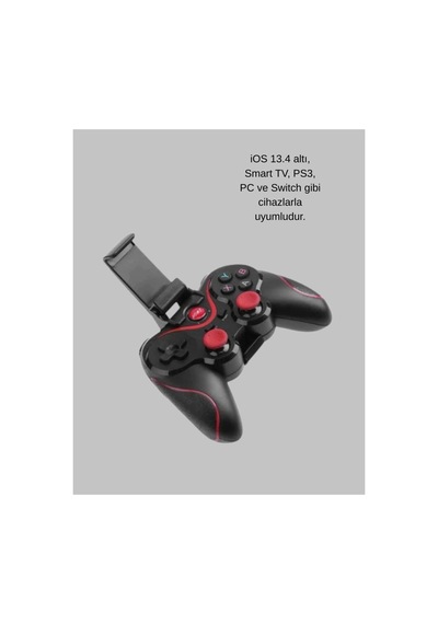 Çift Analog Joystick Ve 14 Tuşlu Bluetooth Oyun Kumandası Düz Renk