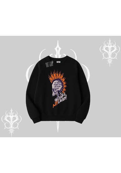 Biskilet Sweatshirt Burning Skull Rebel Street Anthem Siyah