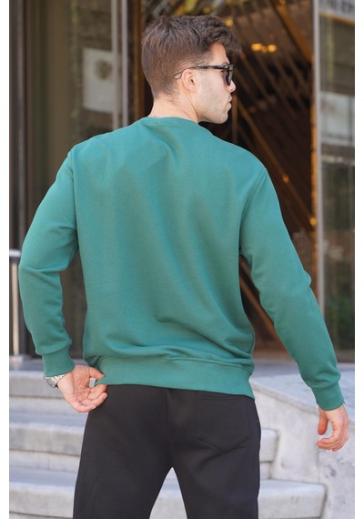 Madmext Koyu Yeşil Regular Fit Basic Sweatshirt 6136-koyu Yeşil Koyu Yeşil