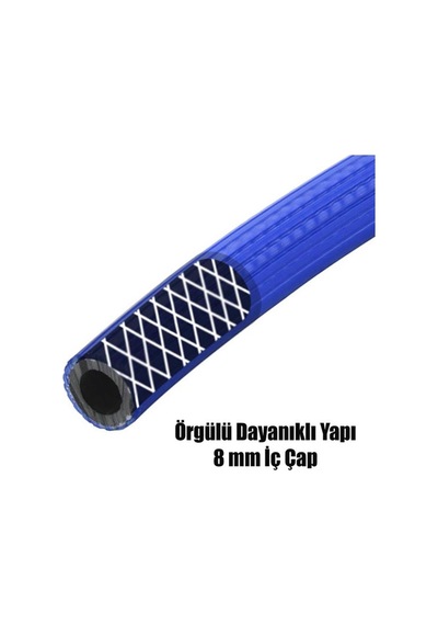 Hava Hortumu Çelik Kompresör Hortumu 8 MM 10 Metre-Mavi N11.19