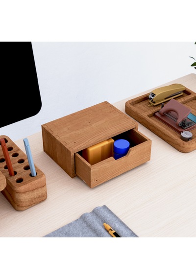 Desna Tek Katlı Tek Çekmeceli Mini Dolap - Kiraz 18 Cm Uzunluk X 12.1 Cm Derinlik X 7.2 Cm Woodsaka Doğal Ahşap