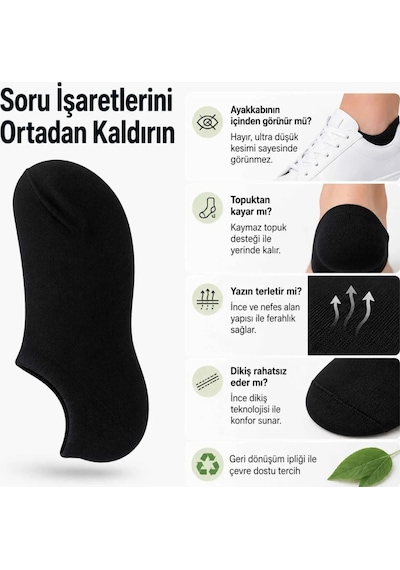 Elitse Erkek Geri Dönüşüm İplikli 12 Li Görünmez Sneaker Çorap, İnce Dikişli, Nefes Alan Yazlık Babet Çorabı, Kaymaz Topuklu Siyah Gri Beyaz Çok Renkli 12'li Elitse Erkek Geri Dönüşüm İplikli 12 Li Görünmez Sneaker Çorap, İnce Dikişli, Nefes Alan Yazlık Babet Çorabı, Kaymaz Topuklu Siyah Gri Beyaz Çok Renkli 12'li