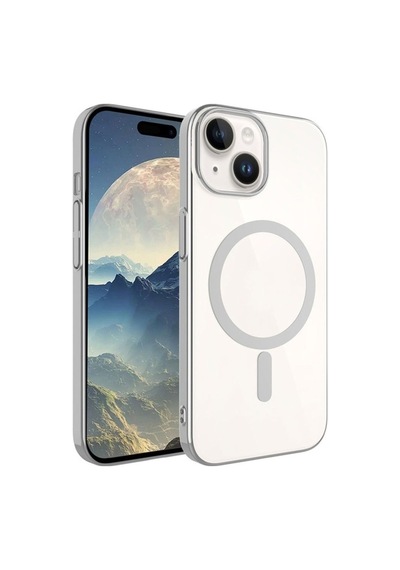 Apple Uyumlu iPhone 15 Kılıf Zore Wireless Şarj Özellikli Pixel M-safe Kapak Koyu Gri