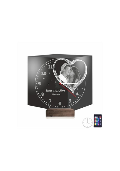 Luvivia Kalp Sevgiliye Hediye V7 Fotoğraflı Saatli 3d Lamba - Masa Gece Lambası