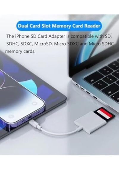 iPad Uyumlu To Sd Camera Reader Sd Micro Sd Kart Okuyucu Kablo -beyaz