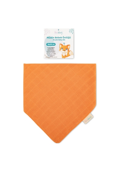 Novibaby Müslin Bebek Fular Önlük – Tarçın – Mama Önlüğü Salya Bezi Ağız Mendili Bandana 30x30cm Turuncu