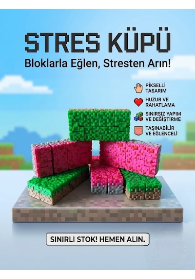 Çimen Desenli Infinity Cube Sonsuz Küp & Hareketli Stres Küpü Katlaç